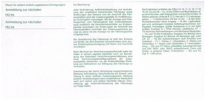 Niemiecki dowód rejestracyjny strona 2